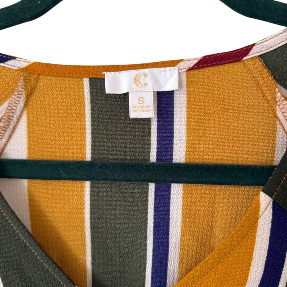 Charming Charlie 2010s Striped Multicolor 3/4 Sleeve Tie Front Dress Size Small - Picture 3 of 5